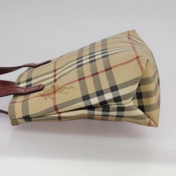 BURBERRY Nova Check Hand Bag PVC Leather Beige Auth 105625 - Picture 6 of 16